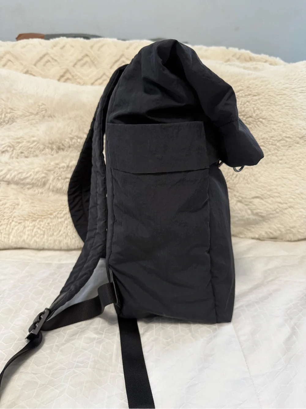 Lululemon Black Roll Top Backpack Nylon Laptop Travel Gym Everyday Unisex OS